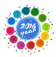 vector calendar template with colorful circles for 2016