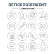 Office equipment icons Computer and printer N2