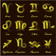 Zodiac signs Stylized brush