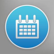 Calendar icon on blue background clean vector