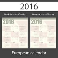 Calendar 2016 set of two templates