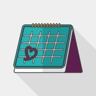 Valentine&#039;s Day February fourteen calendar flat icon with long s N5