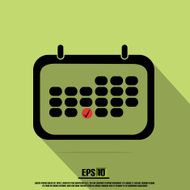 Vector Black Calendar With Red Check Mark Shadow