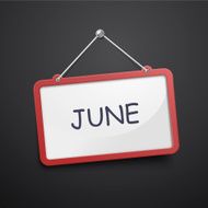 June hanging sign