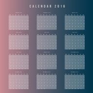 Calendar 2016 year vector design template - Minimalism Style