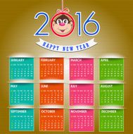 Calendar 2016 happy new year vector illustration N12