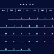 Calendar March 2016 vector design template - Minimalism Style N4
