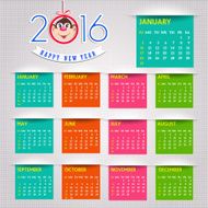 Calendar 2016 happy new year vector illustration N13