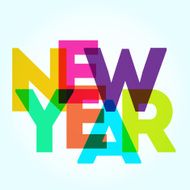 New Year card with the different colored big letters N2