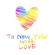 New Year card with the valentine heart
