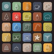 Winter line flat icons with long shadow