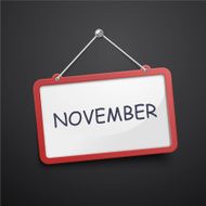 November hanging sign