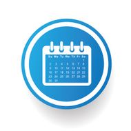 Calendar on blue button design clean vector