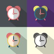 alarm clock flat icon with long shadow