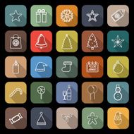 Christmas line flat icons with long shadow