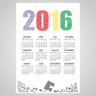 2016 wall calendar from little numbers eps10