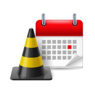 Traffic cone and calendar