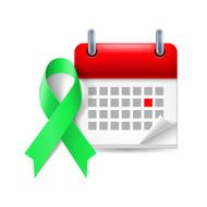 Green awareness ribbon and calendar