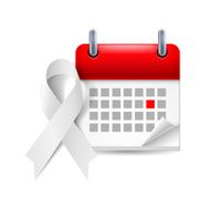 White awareness ribbon and calendar