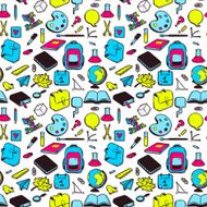 Seamless pattern with various elements for school