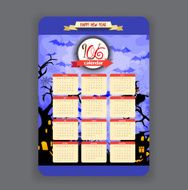halloween blue background Calendar 2016 year design