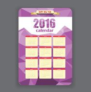 Polygonal purple geometrical Calendar 2016 year design