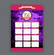 halloween purple background Calendar 2016 year design