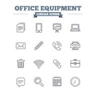 Office equipment linear icons set Thin outline signs Vector N2
