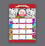 Doodles hipster Calendar 2016 year design