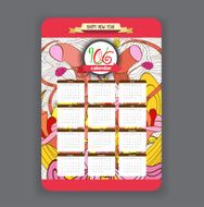 Doodles floral Calendar 2016 year design N3
