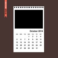 October 2014 calendar vector