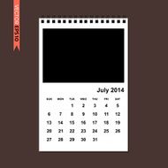 July 2014 calendar vector