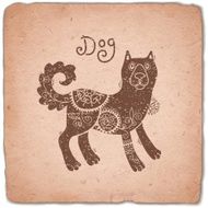 Dog Chinese Zodiac Sign Horoscope Vintage Card