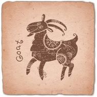 Goat Chinese Zodiac Sign Horoscope Vintage Card