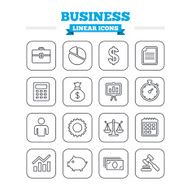 Business linear icons set Thin outline signs Vector N2