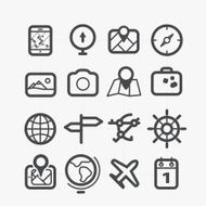 Different travel icons set with rounded corners