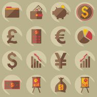 Flat concept set modern design with shadow collection business icons N2
