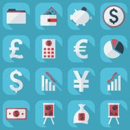 Flat concept set modern design with shadow collection business icons N3