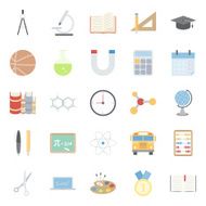 Education and school color flat icons set