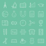 Education and school thin lines icons set