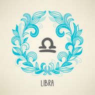 Zodiac sign Libra in Air element wreath