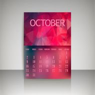 Geometrical polygonal and blurred backgrounds 2016 calendar for october