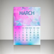 Geometrical polygonal and blurred backgrounds 2016 calendar for march