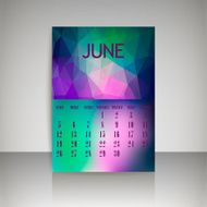 Geometrical polygonal and blurred backgrounds 2016 calendar for june