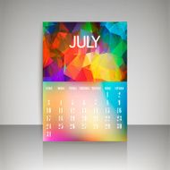 Geometrical polygonal and blurred backgrounds 2016 calendar for july
