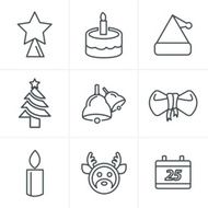 Line Icons Style set Christmas Vector Design