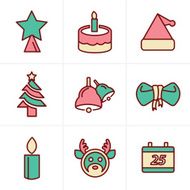 Icons Style set Christmas Vector Design