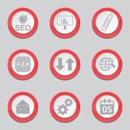 SEO Internet Sign Red Vector Button Icon Design Set 6