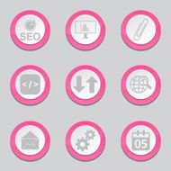 SEO Internet Sign Pink Vector Button Icon Design Set 6