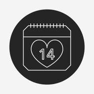 valentine&#039;s day calendar line icon